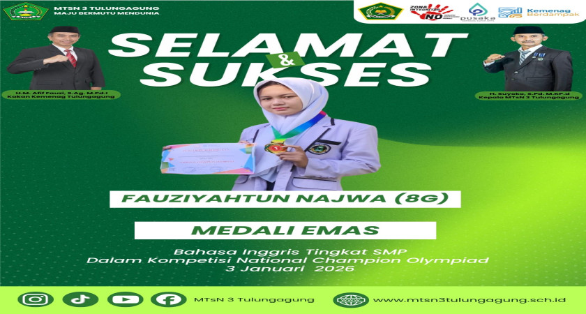 Kilau Emas dari Matsanega: Fauziyatun Najwa 8G Juara Nasional Olimpiade Bahasa Inggris