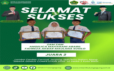 Tim Cerdas Cermat MTsN 3 Tulungagung Raih Juara 2 di Smaga Genius Competition 2026